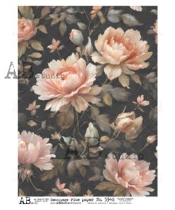 Hârtie de orez - Peonies - A4