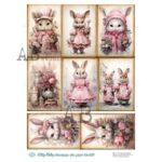Hârtie de orez - Pink Bunnies - A4