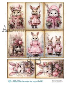 Hârtie de orez - Pink Bunnies - A4