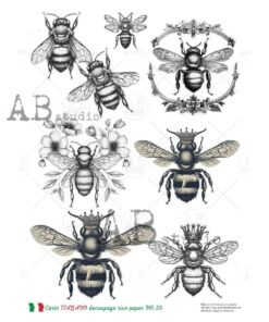 Hârtie de orez - Bees - A4