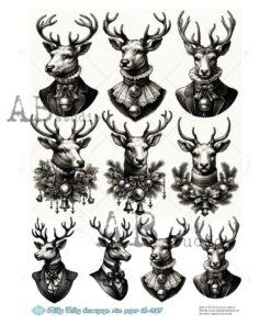 Hârtie de orez - Christmas Stag sepia - A4