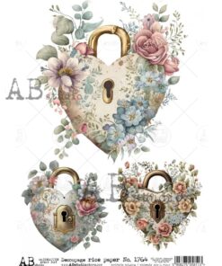 Hârtie de orez - Lock with Flowers - A4