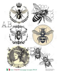 Hârtie de orez - Medallion with Bee - A4