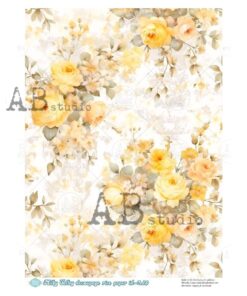 Hârtie de orez - Yellow Flowers - A4