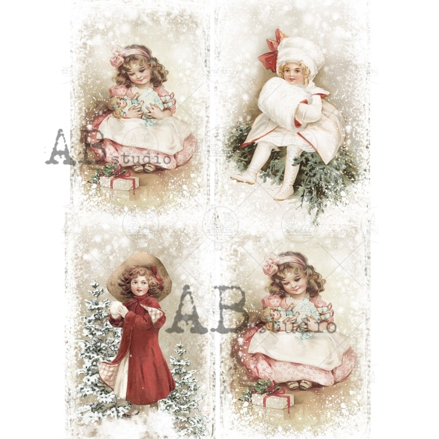 Hârtie de orez – Vintage Christmas - A3 1 Hârtie de orez – Vintage Christmas - A3