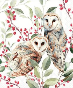 Șervețel - Barn Owl Couple - 33x33 cm