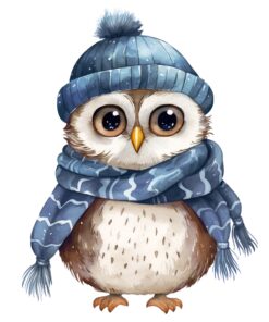Șervețel - Blue Winter Owl - 33x33 cm