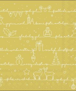 Șervețel - Christmas Wishes gold - 33x33 cm