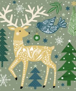 Șervețel - Folk Deer - 33x33 cm