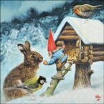 Șervețel - Gnome Feeding Animals - 33x33 cm