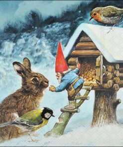 Șervețel - Gnome Feeding Animals - 33x33 cm