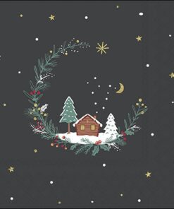 Șervețel - Little Wood Cabin anthracite - 33x33 cm