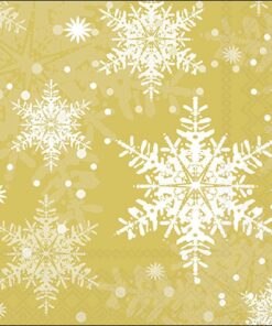 Șervețel - Snowflakes gold - 33x33 cm