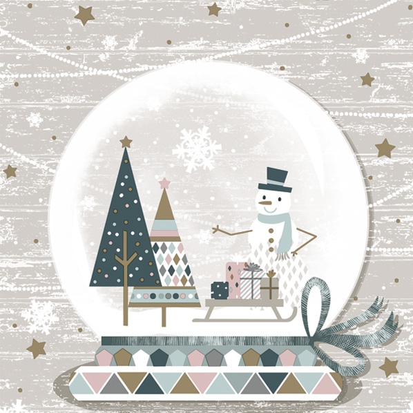 Șervețel - Snowman Glassball - 33x33 cm 1 Șervețel - Snowman Glassball - 33x33 cm