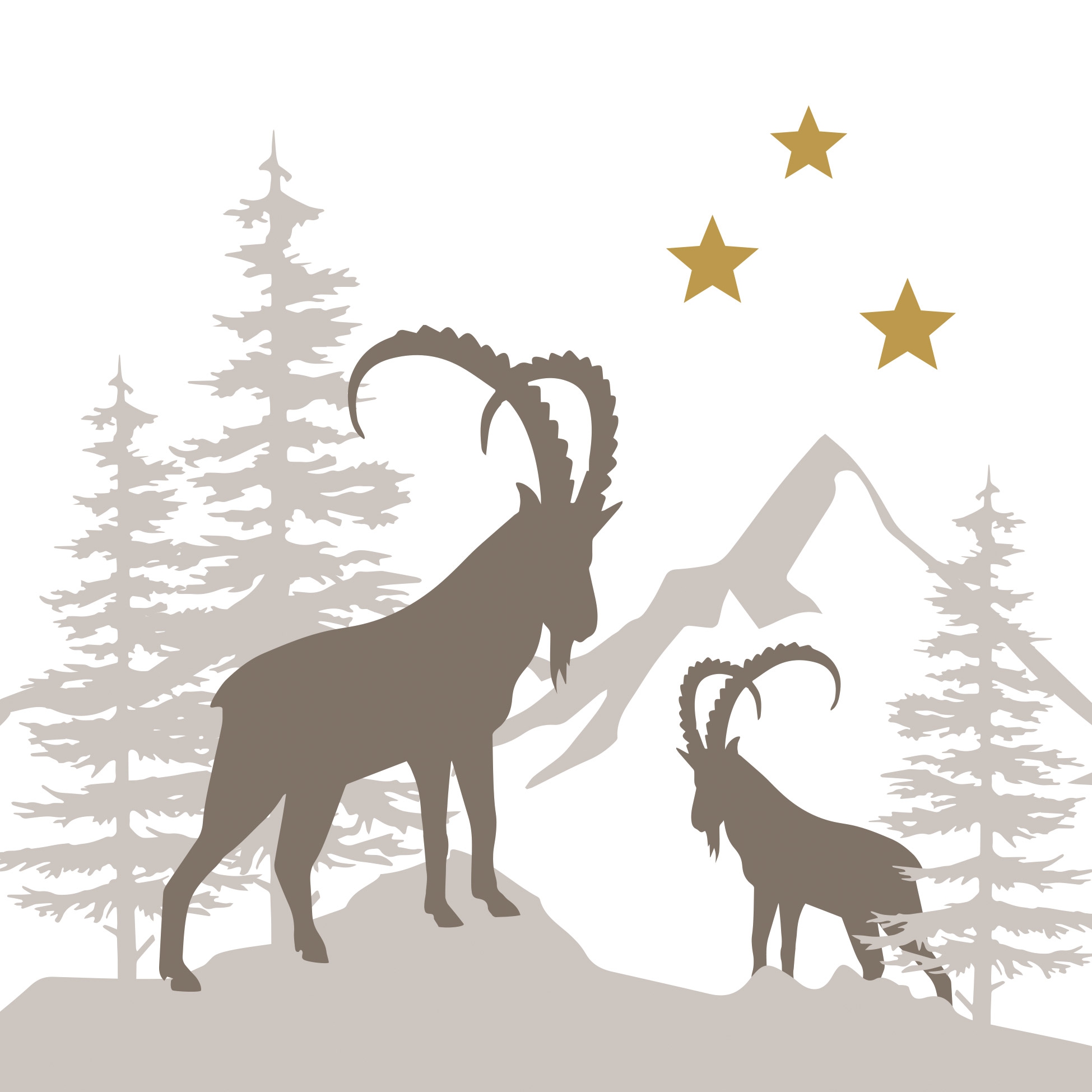 Șervețel - Winter Capricorns - 33x33 cm 1 Șervețel - Winter Capricorns - 33x33 cm