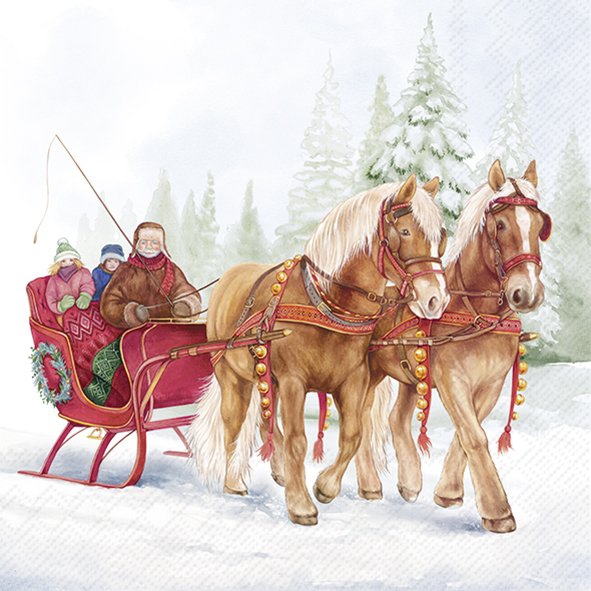 Șervețel - Winter Sleigh Ride - 33x33 cm 1 Șervețel - Winter Sleigh Ride - 33x33 cm