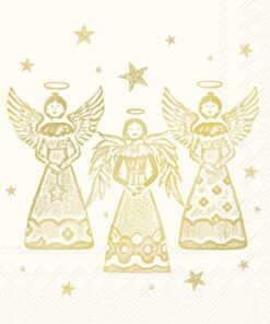 Șervețel – Bright Angels cream gold – 33×33 cm