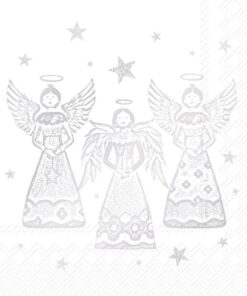 Șervețel – Bright Angels white silver – 33×33 cm