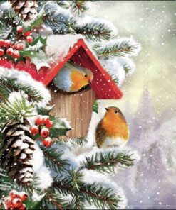 Șervețel – House with Robins - 25x25 cm