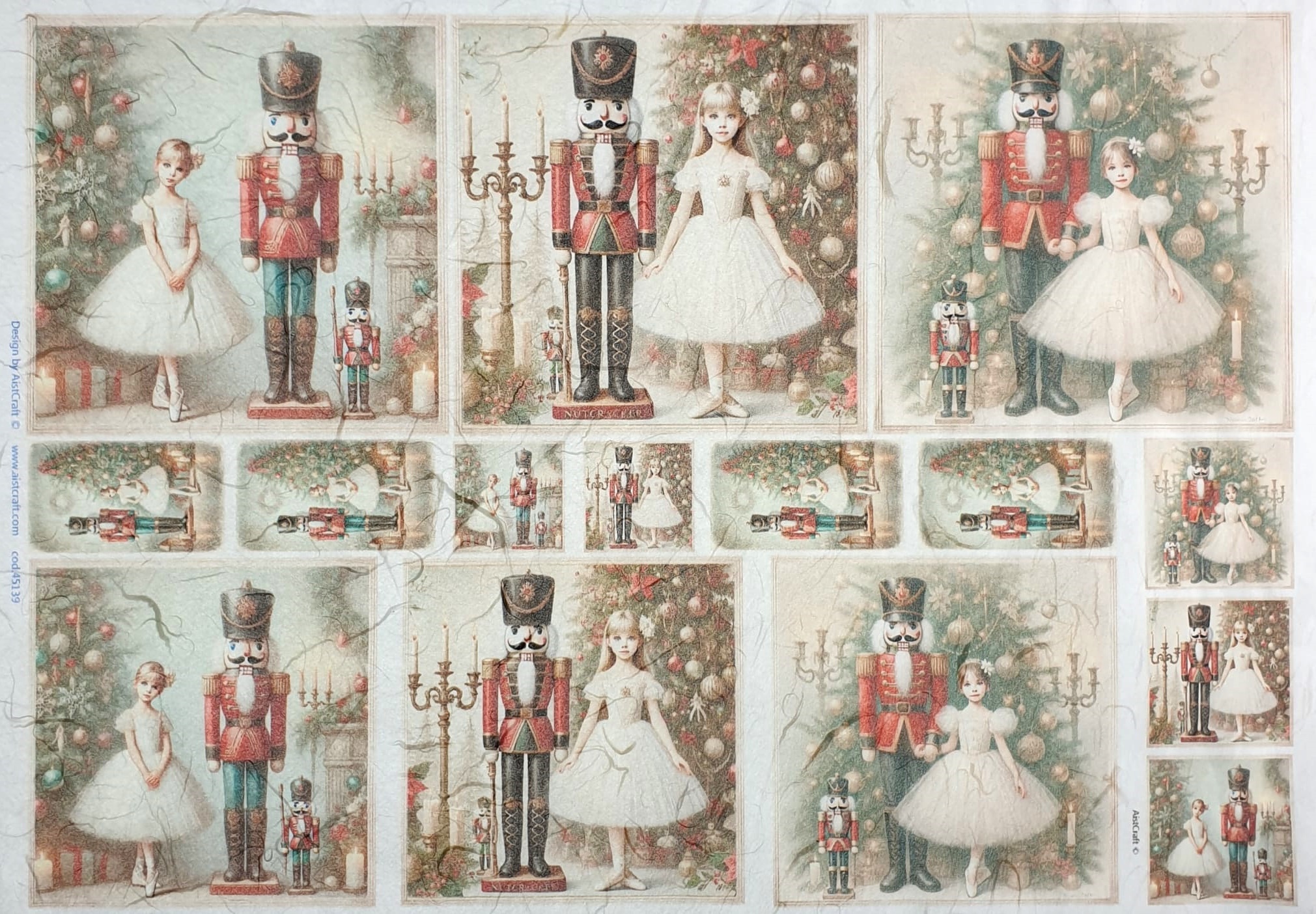 Hârtie de orez - Ballerina & Nutcracker - 32x45 cm 1 Hârtie de orez - Ballerina & Nutcracker - 32x45 cm