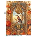 Hârtie de orez - Bird and Clock - A4