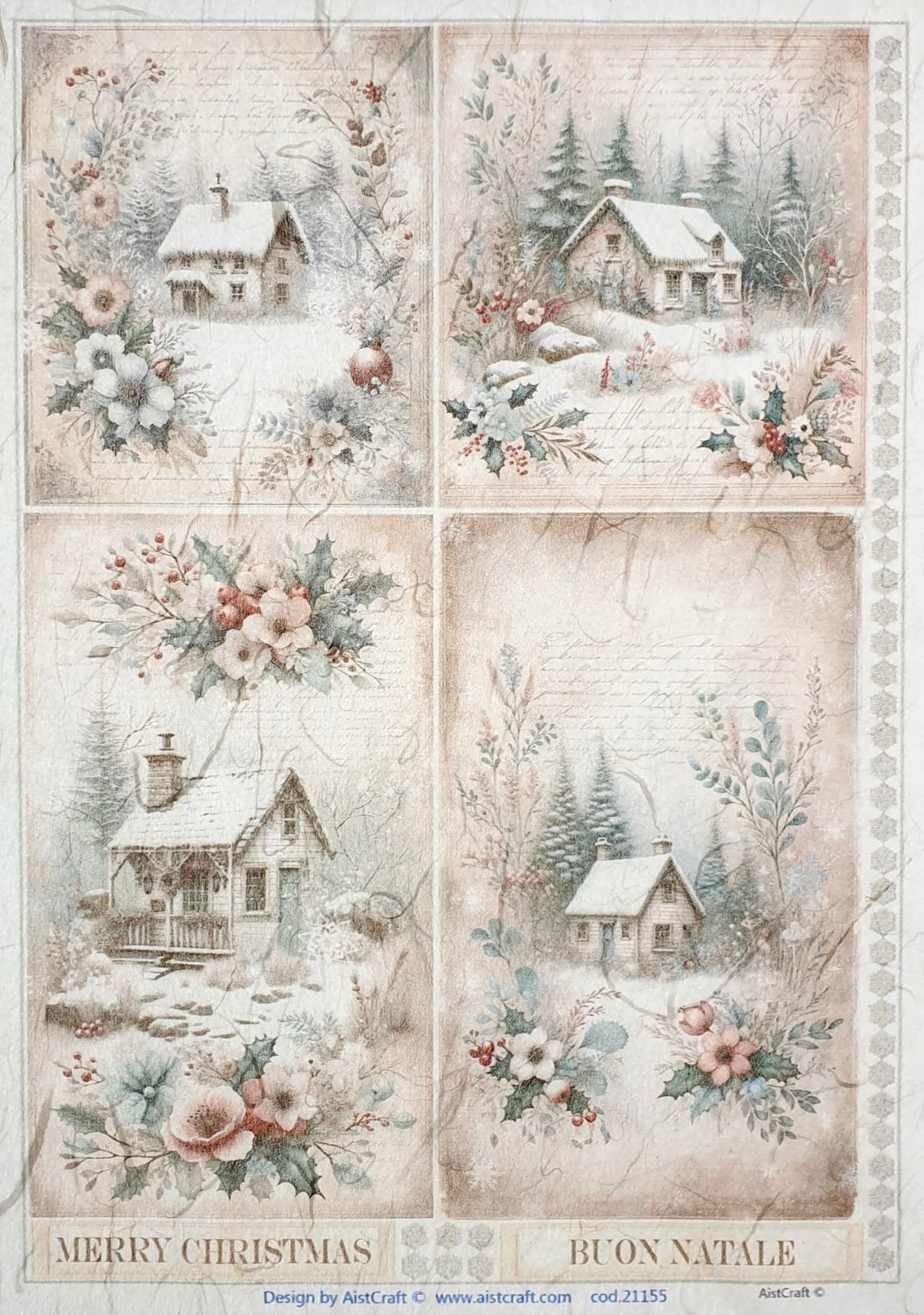 Hârtie de orez - Buon Natale - A4 1 Hârtie de orez - Buon Natale - A4