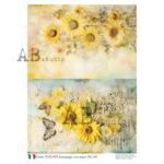 Hârtie de orez - Butterflies and Sunflowers - A4