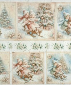 Hârtie de orez - Children's Winter Joy - 32x45 cm