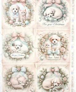 Hârtie de orez - Christmas Pets - A4