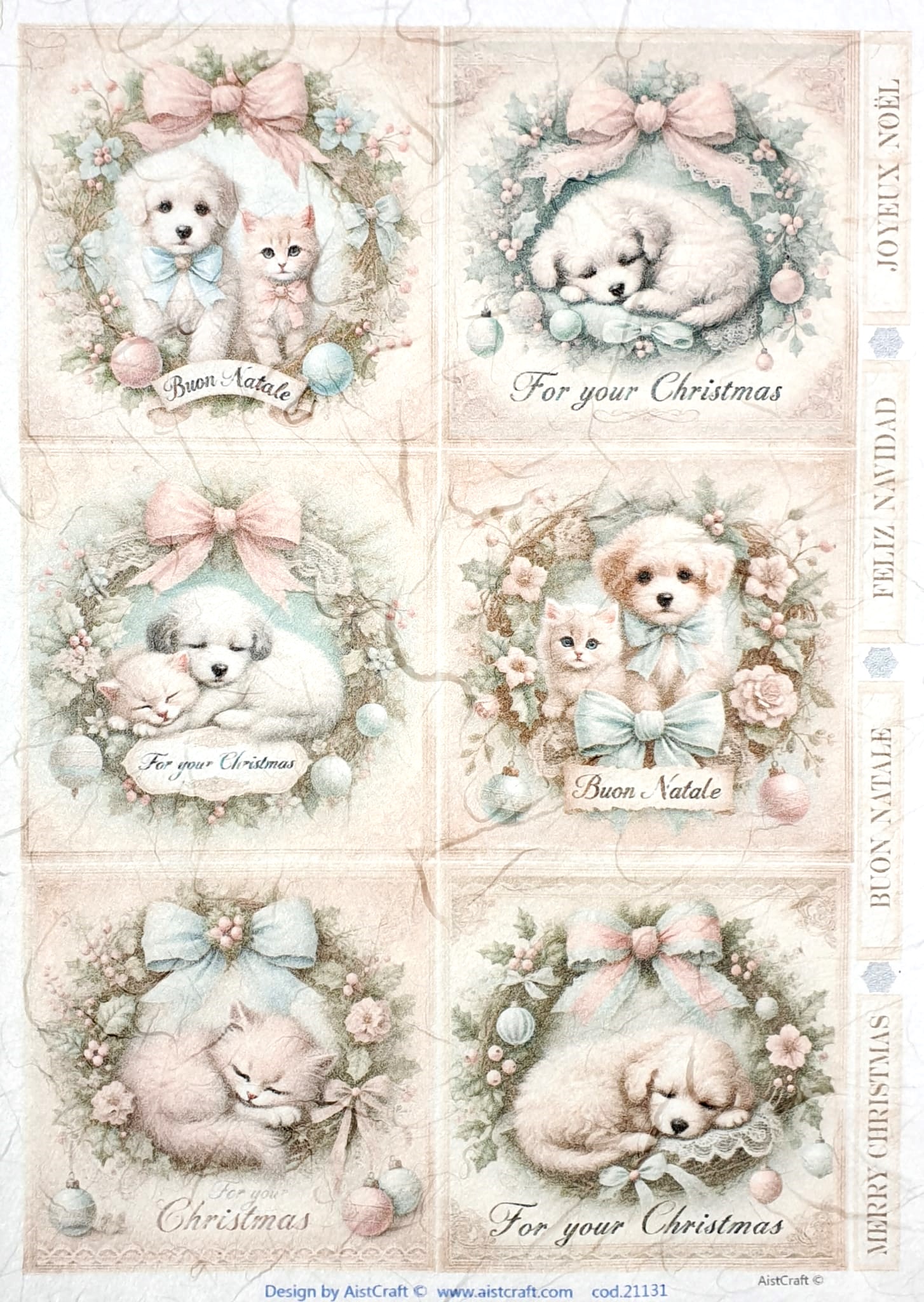 Hârtie de orez - Christmas Pets - A4 1 Hârtie de orez - Christmas Pets - A4