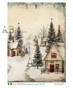 Hârtie de orez - Christmas Village - A4