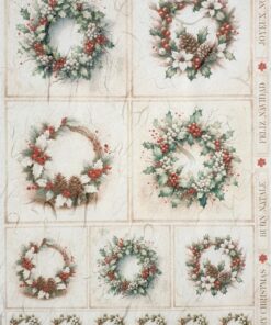 Hârtie de orez - Christmas Wreath - A4