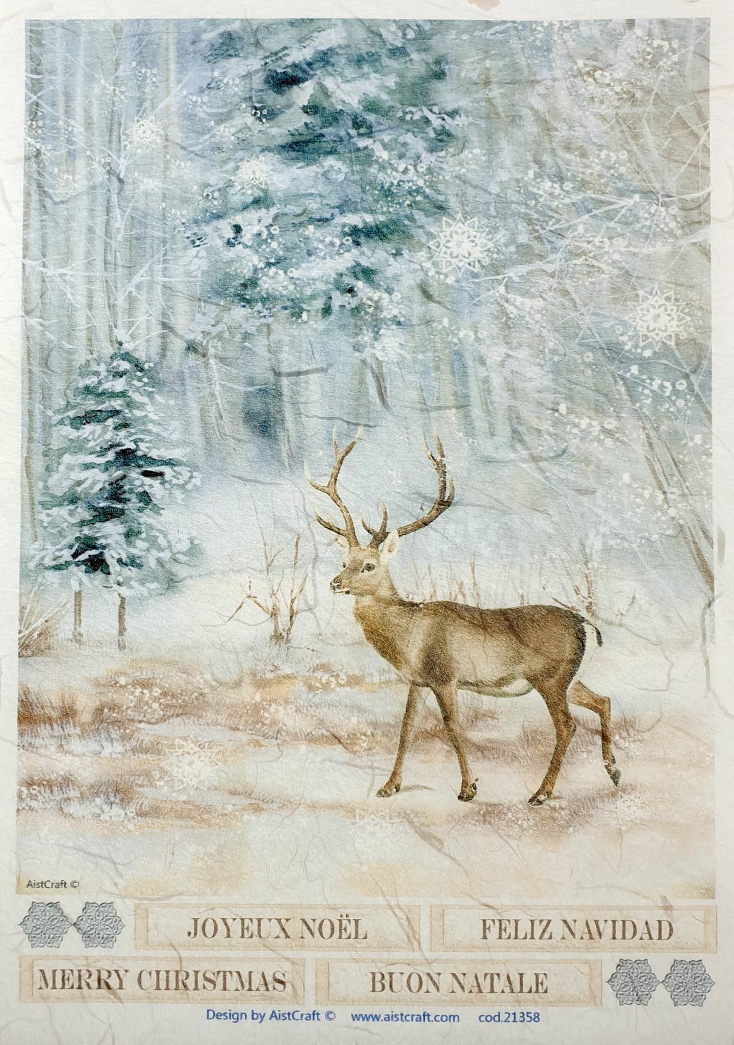 Hârtie de orez - Deer in the Forest - A4 1 Hârtie de orez - Deer in the Forest - A4