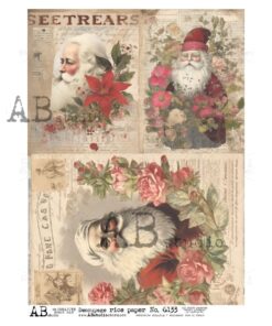 Hârtie de orez - Floral Santa - A4