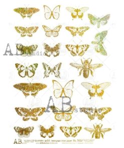 Hârtie de orez - Gold Butterfly - A4