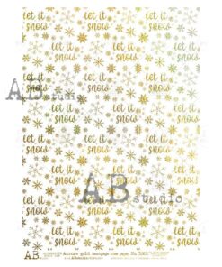 Hârtie de orez - Gold Christmas - Let it snow - A4