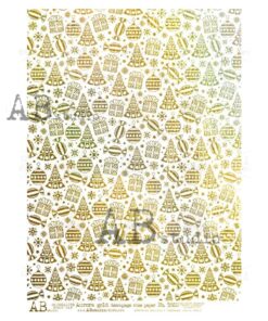 Hârtie de orez - Gold Christmas images - A4