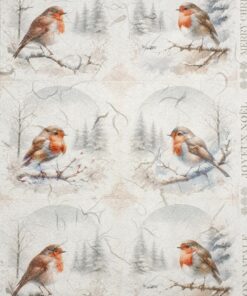 Hârtie de orez - Medallion with Robin - A4