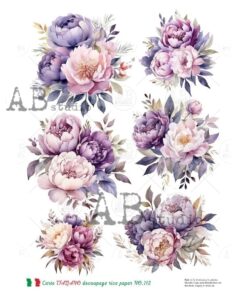 Hârtie de orez - Peonies Pastel - A4