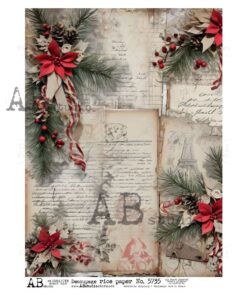 Hârtie de orez - Poinsettia Letters - A4