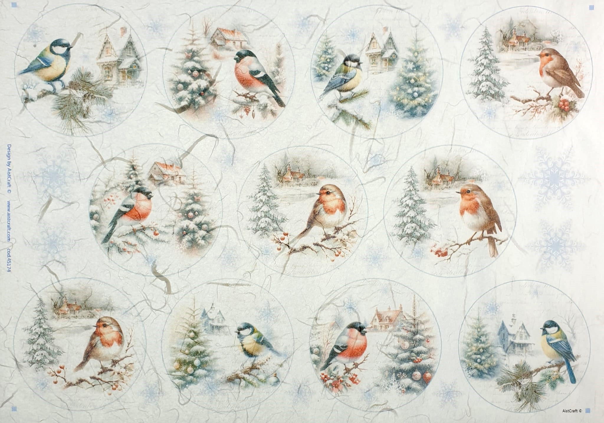 Hârtie de orez - Winter Birds - 32x45 cm 1 Hârtie de orez - Winter Birds - 32x45 cm