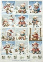 Hartie de orez - Winter Teddy Bear 2 - A4