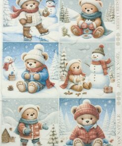 Hârtie de orez - Winter Teddy Bear - A4