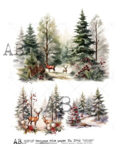 Hârtie de orez - Winter in the Forest - A4