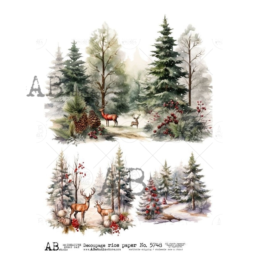 Hârtie de orez - Winter in the Forest - A4 1 Hârtie de orez - Winter in the Forest - A4