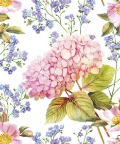 Șervețel - Pink Hydrangea and Forget-Me-Not - 33x33 cm