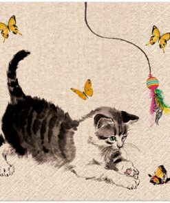 Șervețel – Cat Playing – 33×33 cm