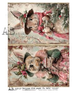 Hârtie de orez - The Bunnies Christmas Gifts 2 - A4