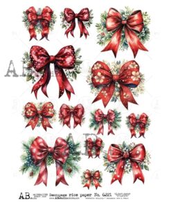 Hârtie de orez - Christmas Bow Clipart - A4
