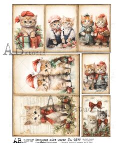 Hârtie de orez - Christmas Kitten 2 - A4